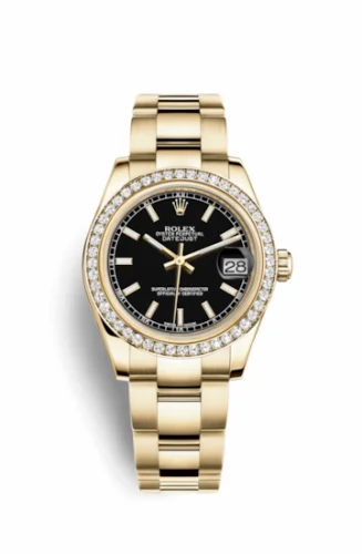 Rolex Datejust 31 Yellow Gold Diamond / Oyster / Black 178288-0075