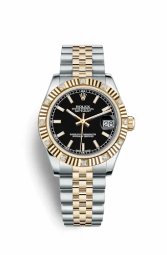 Rolex Datejust 31 Rolesor Yellow Fluted Diamond / Jubilee / Black 178313-0001