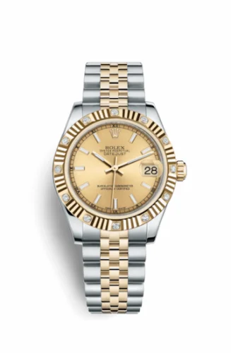 Rolex Datejust 31 Rolesor Yellow Fluted Diamond / Jubilee / Champagne 178313-0006