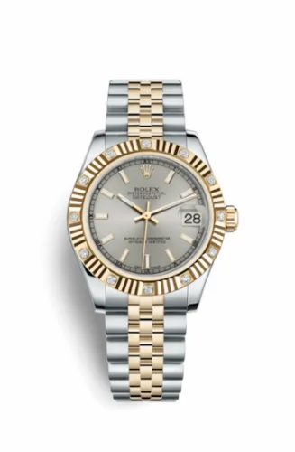 Rolex Datejust 31 Rolesor Yellow Fluted Diamond / Jubilee / Silver 178313-0013