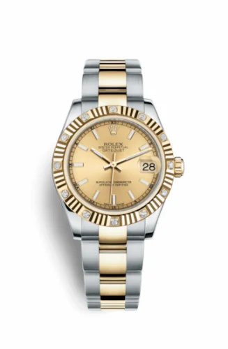 Rolex Datejust 31 Rolesor Yellow Fluted Diamond / Oyster / Champagne 178313-0017