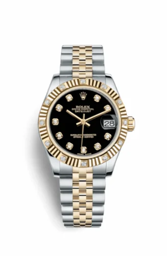 Rolex Datejust 31 Rolesor Yellow Fluted Diamond / Jubilee / Black Diamond 178313-0021