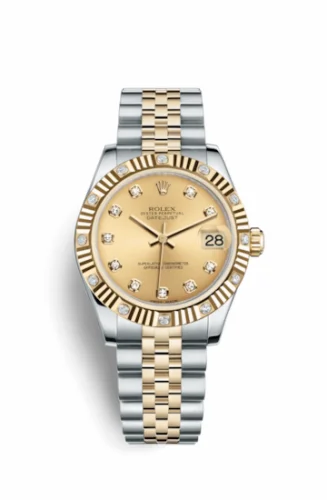 Rolex Datejust 31 Rolesor Yellow Fluted Diamond / Jubilee / Champagne Diamond 178313-0029
