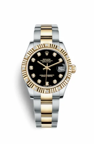 Rolex Datejust 31 Rolesor Fluted Diamond / Oyster / Black Diamond 178313-0043v