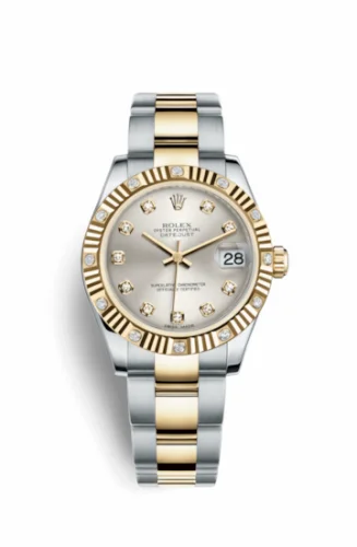 Rolex Datejust 31 Rolesor Yellow Fluted Diamond / Oyster / Silver Diamond 178313-0051