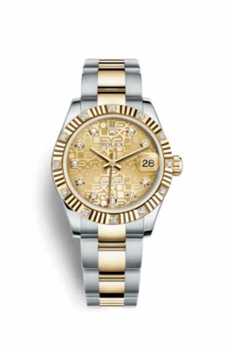 Rolex Datejust 31 Rolesor Yellow Fluted Diamond / Oyster / Champagne Computer 178313-0056