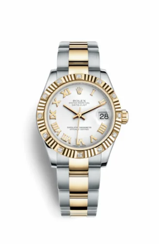 Rolex Datejust 31 Rolesor Yellow Fluted Diamond / Oyster/ White Roman 178313-0061