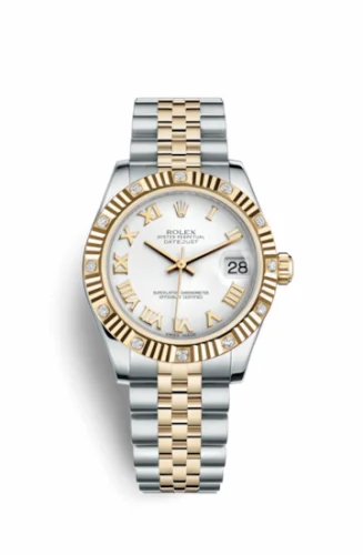 Rolex Datejust 31 Rolesor Yellow Fluted Diamond / Jubilee / White Roman 178313-0062