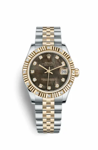 Rolex Datejust 31 Rolesor Yellow Fluted Diamond / Jubilee / Black MOP 178313-0066