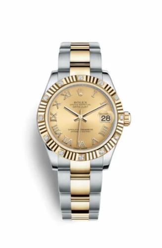 Rolex Datejust 31 Rolesor Fluted Diamond / Oyster / Champagne Roman 178313-0071.