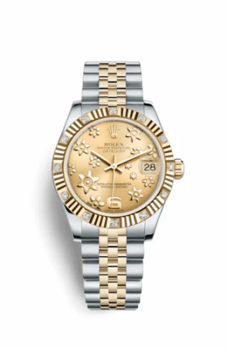 Rolex Datejust 31 Rolesor Yellow Fluted Diamond / Jubilee / Champagne Floral 178313-0073