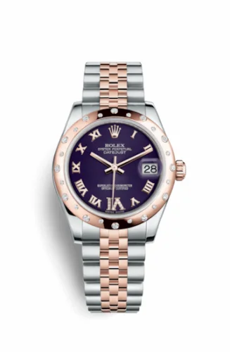 Rolex Datejust 31 Rolesor Everose Domed Diamond / Jubilee / Purple Roman 178341-0008