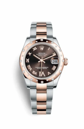 Rolex Datejust 31 Rolesor Everose Domed Diamond / Oyster / Chocolate Roman 178341-0010