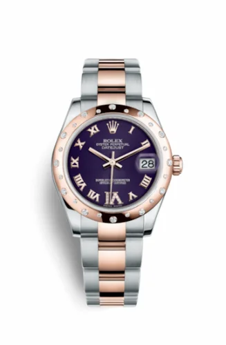 Rolex Datejust 31 Rolesor Everose Domed Diamond / Oyster / Purple Roman 178341-0011