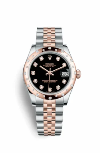 Rolex Datejust 31 Rolesor Everose Domed Diamond / Jubilee / Black Diamond 178341-0030