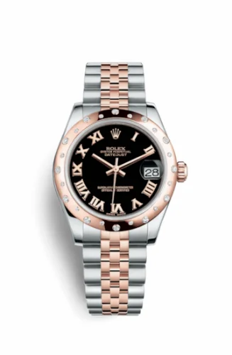 Rolex Datejust 31 Rolesor Everose Domed Diamond / Jubilee / Black Roman 178341-0032