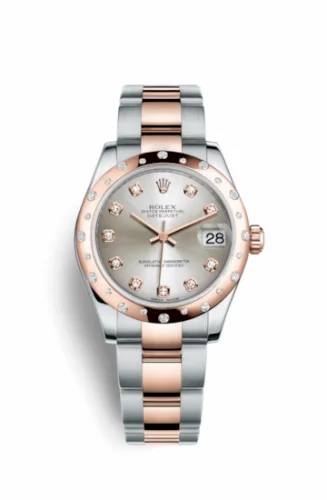 Rolex Datejust 31 Rolesor Everose Domed Diamond / Oyster / Silver Diamond 178341-0033