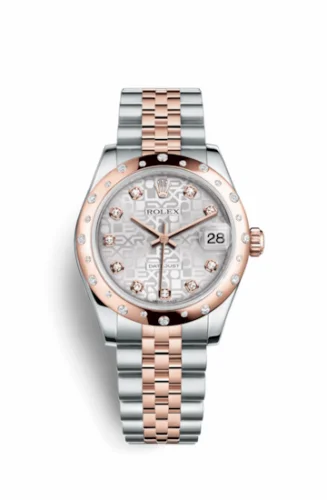 Rolex Datejust 31 Rolesor Everose Domed Diamond / Jubilee / Silver Computer 178341-0045