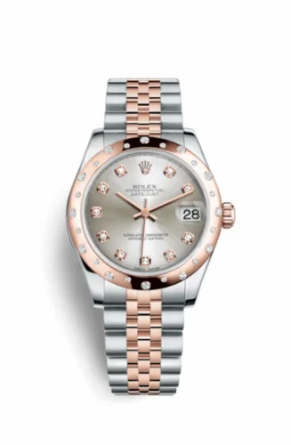 Rolex Datejust 31 Rolesor Everose Domed Diamond / Jubilee / Silver Diamond 178341-0046