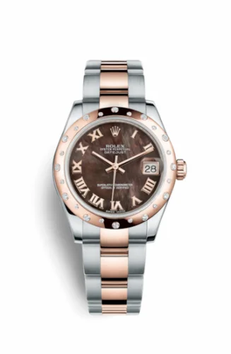 Rolex Datejust 31 Rolesor Everose Domed Diamond / Oyster / Black MOP Roman 178341-0055
