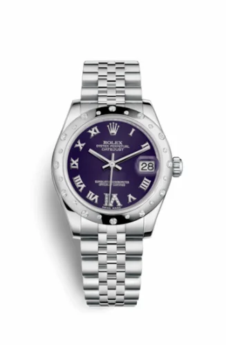 Rolex Datejust 31 Stainless Steel Domed Diamond / Jubilee / Purple - Roman 178344-0002