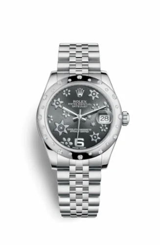 Rolex Datejust 31 Stainless Steel Domed Diamond / Jubilee / Dark Rhodium Floral 178344-0003