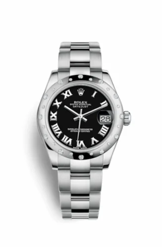 Rolex Datejust 31 Stainless Steel Domed Diamond / Oyster / Black - Roman 178344-0013