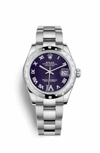 Rolex Datejust 31 Stainless Steel Domed Diamond / Oyster / Purple - Roman 178344-0016