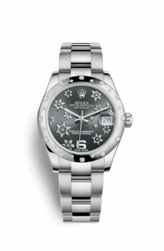 Rolex Datejust 31 Stainless Steel Domed Diamond / Oyster / Dark Rhodium Floral 178344-0025