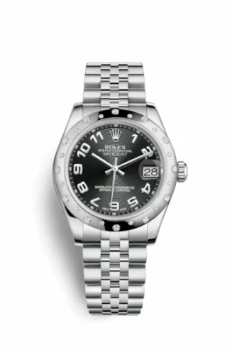 Rolex Datejust 31 Stainless Steel Domed Diamond / Jubilee / Black - Arabic 178344-0041