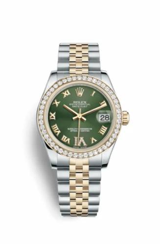 Rolex Datejust 31 Rolesor Yellow Diamond / Jubilee / Green Roman 178383-0005
