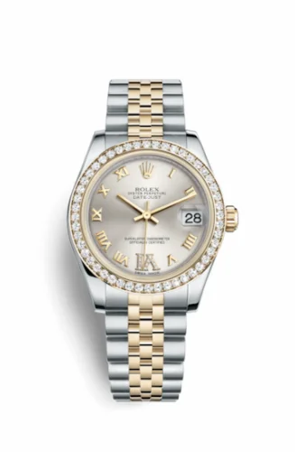 Rolex Datejust 31 Rolesor Yellow Diamond / Jubilee / Silver Roman 178383-0007