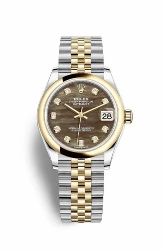 Rolex Datejust 31 Stainless Steel / Yellow Gold / Domed / Black MOP / Jubilee 278243-0024