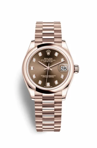 Rolex Datejust 31 Rose Gold / Domed / Chocolate - Diamond / President 278245-0016