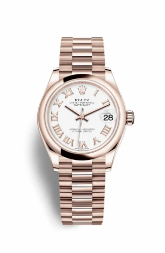 Rolex Datejust 31 Rose Gold / Domed / White - Roman / President 278245-0018