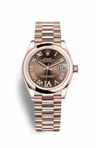 Rolex Datejust 31 Rose Gold / Domed / Chocolate - Roman / President 278245-0024