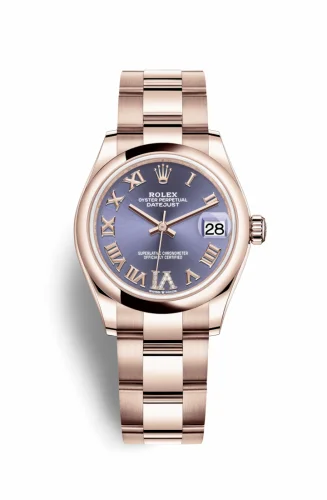Rolex Datejust 31 Rose Gold / Domed / Aubergine - Roman / Oyster 278245-0027