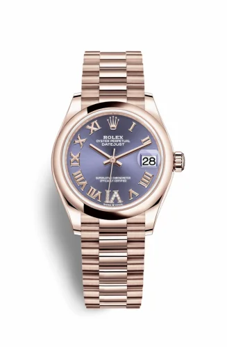 Rolex Datejust 31 Rose Gold / Domed / Aubergine - Roman / President 278245-0028