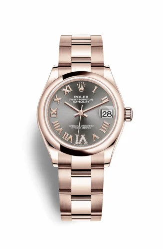 Rolex Datejust 31 Rose Gold / Domed / Grey - Roman / Oyster 278245-0031