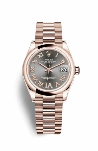 Rolex Datejust 31 Rose Gold / Domed / Grey - Roman / President 278245-0032