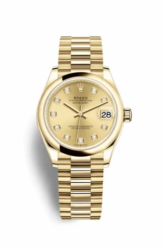 Rolex Datejust 31 Yellow Gold / Domed / Champagne - Diamond / President 278248-0014