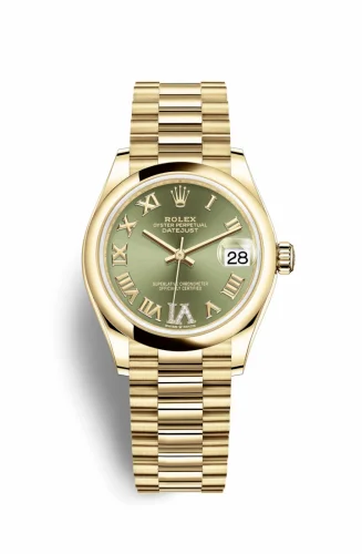 Rolex Datejust 31 Yellow Gold / Domed / Olive - Roman / President 278248-0030