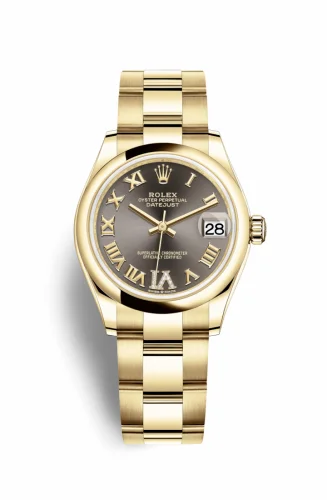 Rolex Datejust 31 Yellow Gold / Domed / Grey - Roman / Oyster 278248-0031