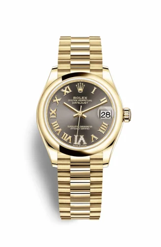 Rolex Datejust 31 Yellow Gold / Domed / Grey - Roman / President 278248-0032