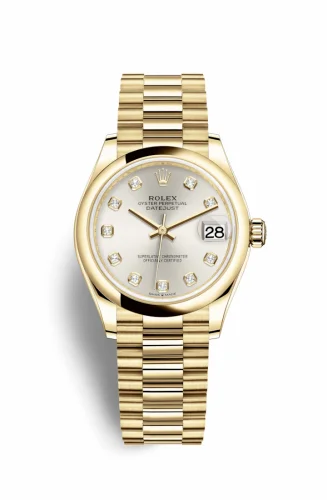 Rolex Datejust 31 Yellow Gold / Domed / Silver - Diamond / President 278248-0034