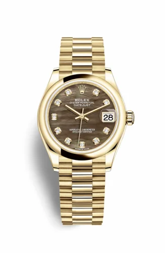 Rolex Datejust 31 Yellow Gold / Domed / Black MOP / President 278248-0038