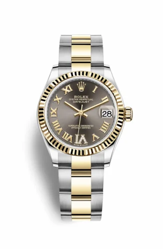 Rolex Datejust 31 Stainless Steel / Yellow Gold / Fluted / Grey - Roman / Oyster 278273-0017