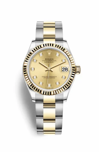 Rolex Datejust 31 Stainless Steel / Yellow Gold / Fluted / Champagne - Diamond / Oyster 278273-0025
