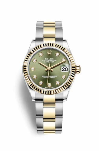 Rolex Datejust 31 Stainless Steel / Yellow Gold / Fluted / Olive - Diamond / Oyster 278273-0029