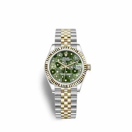 Rolex Datejust 31 Stainless Steel / Yellow Gold / Fluted / Olive - Floral / Jubilee 278273-0032